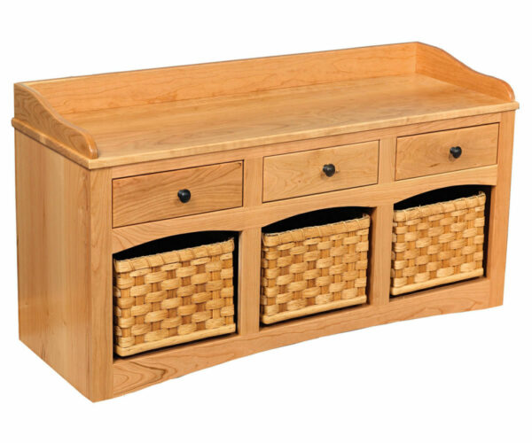 Mission Bench With Baskets and Drawers
