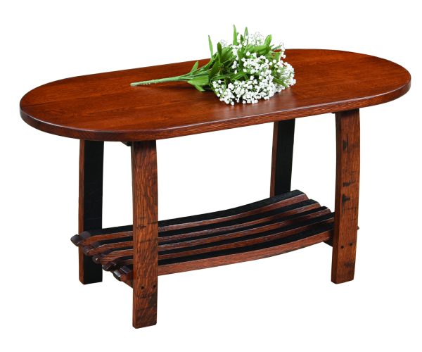Oval Coffee Table with Stave Shelf